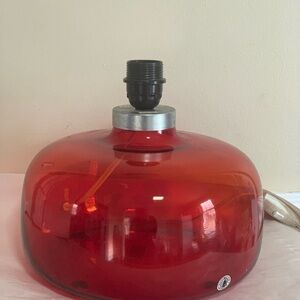 Vintage Red Glass Table Lamp – Mushroom Dome Style, Mid-Century Look, Handmade